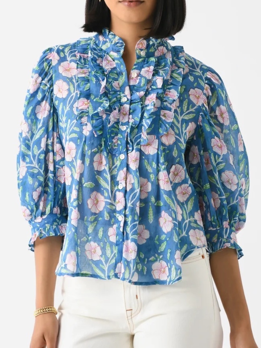 OLIPHANT Lightweight Ruffle shirt women's size XL Top Blouse